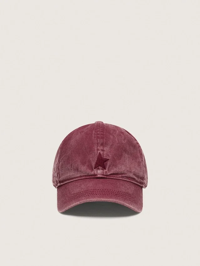Casquette de baseball bordeaux avec étoile brodée ton sur ton