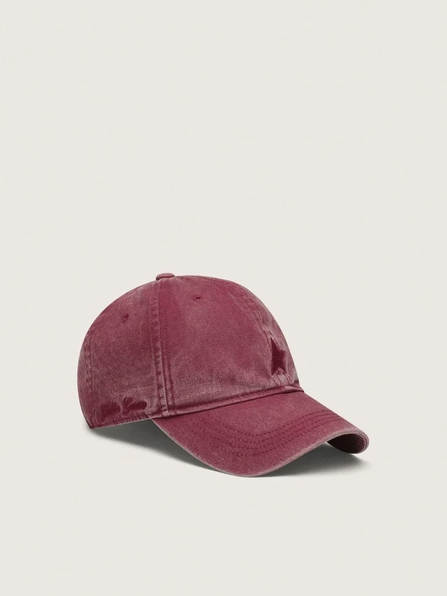 Casquette de baseball bordeaux avec étoile brodée ton sur ton
