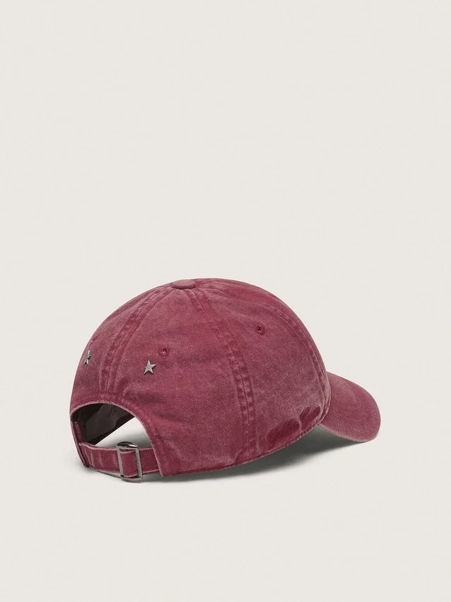 Casquette de baseball bordeaux avec étoile brodée ton sur ton