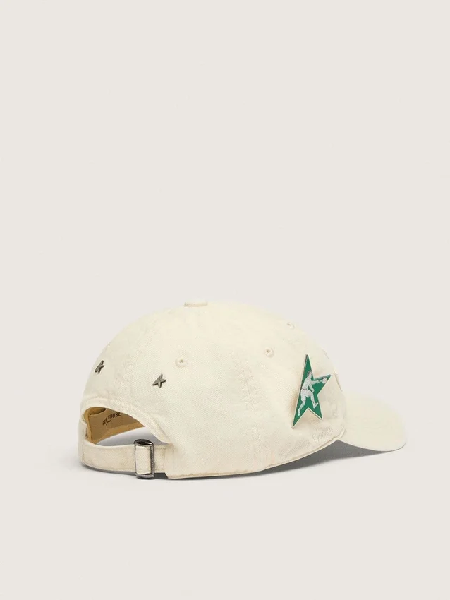 Casquette de baseball crème avec écusson « Golden » ton sur ton et pin's en forme d'étoile verte