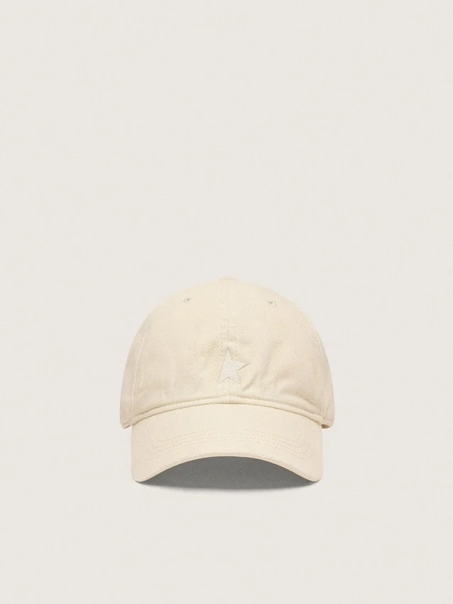 Casquette de baseball écru avec étoile brodée ton sur ton