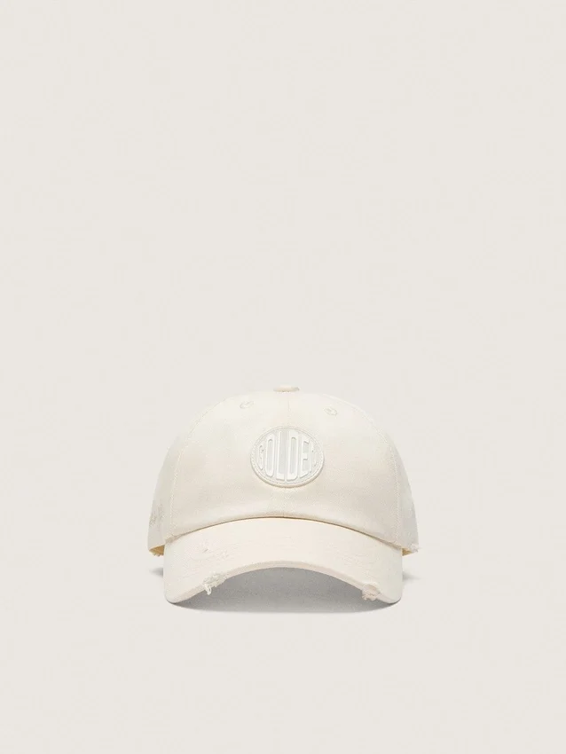 Casquette de baseball Journey en sergé de coton blanc avec écusson et broderie golden goose