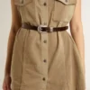 Ceinture en cuir marron foncé pour femme avec boucle argentée décorée