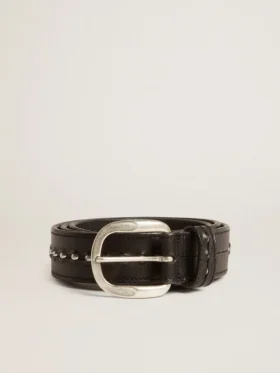 Ceinture en cuir noir cloutée