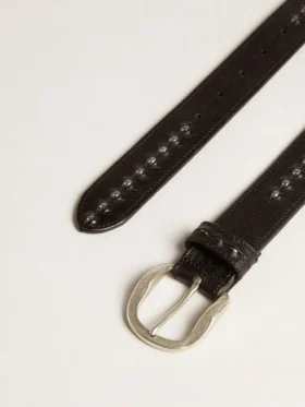Ceinture en cuir noir cloutée