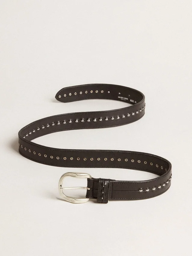 Ceinture en cuir noir cloutée