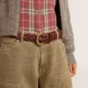 Ceinture en cuir tressé bordeaux pour femme