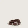 Ceinture Juno en cuir tressé marron foncé