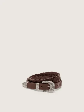 Ceinture Juno en cuir tressé marron foncé