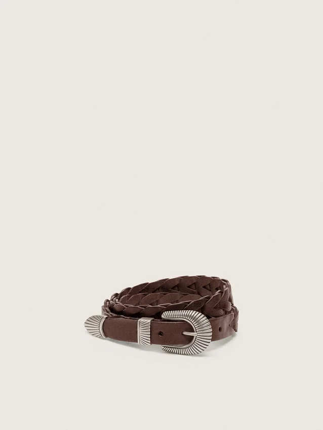 Ceinture Juno en cuir tressé marron foncé