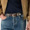Ceinture Juno en cuir tressé marron foncé