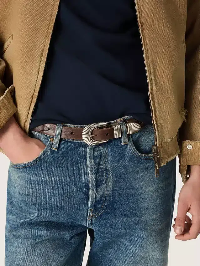 Ceinture Juno en cuir tressé marron foncé