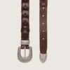 Ceinture Juno en cuir tressé marron foncé