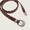 Ceinture Juno en cuir tressé marron foncé