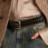 Ceinture pour femme en cuir noir