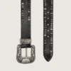 Ceinture pour femme en cuir noir avec clous
