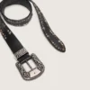 Ceinture pour femme en cuir noir avec clous