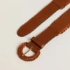 Ceinture pour femme en cuir tressé marron