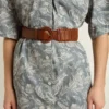 Ceinture pour femme en cuir tressé marron