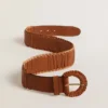 Ceinture pour femme en cuir tressé marron