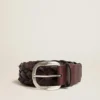 Ceinture pour homme en cuir tressé marron foncé