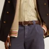 Ceinture pour homme en cuir tressé marron foncé