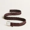 Ceinture pour homme en cuir tressé marron foncé