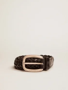 Ceinture pour homme en cuir tressé noir