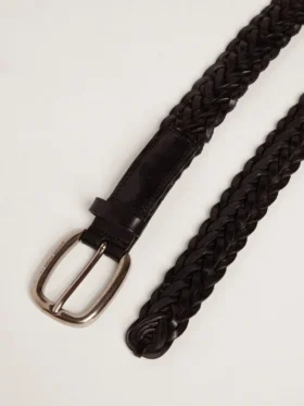Ceinture pour homme en cuir tressé noir