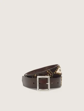 Ceinture Sierra pour femme en cuir acajou avec clous décoratifs