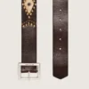 Ceinture Sierra pour homme en cuir délavé couleur acajou avec clous décoratifs