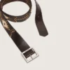 Ceinture Sierra pour homme en cuir délavé couleur acajou avec clous décoratifs