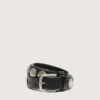 Ceinture Trinidad noire en cuir délavé avec clous