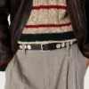 Ceinture Trinidad noire en cuir délavé avec clous