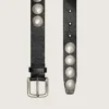 Ceinture Trinidad noire en cuir délavé avec clous