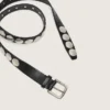 Ceinture Trinidad noire en cuir délavé avec clous