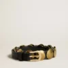Ceinture Trinidad noire en cuir délavé avec clous dorés