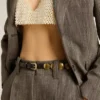 Ceinture Trinidad noire en cuir délavé avec clous dorés