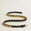 Ceinture Trinidad noire en cuir délavé avec clous dorés