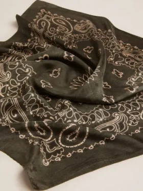 Écharpe vert mousse à motif paisley