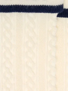 Chaussettes blanc délavé avec revers et détails bleu foncé