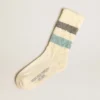 Chaussettes blanc vieilli à rayures bicolores