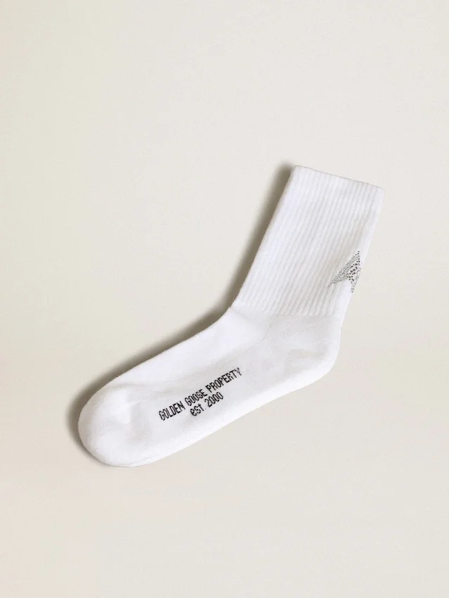 Chaussettes blanches ornées d’une étoile en cristal à l’arrière
