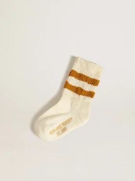 Chaussettes blanches pour enfants à rayures couleur tabac