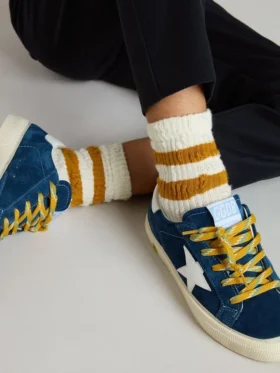 Chaussettes blanches pour enfants à rayures couleur tabac