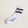 Chaussettes côtelées à rayures bleu marine et logo