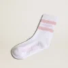 Chaussettes côtelées à rayures roses et logo
