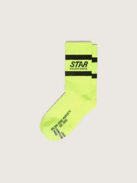 Chaussettes de sport jaune fluo à rayures noires