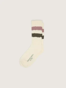 Chaussettes en blanc vieilli à rayures multicolores