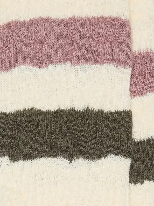 Chaussettes en blanc vieilli à rayures multicolores